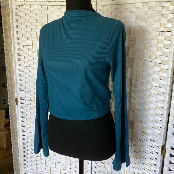 NWT Band Of The Free Avril Top in Deep Teal Bohemian Blouse Keyhole Tie Back - Picture 1 of 8